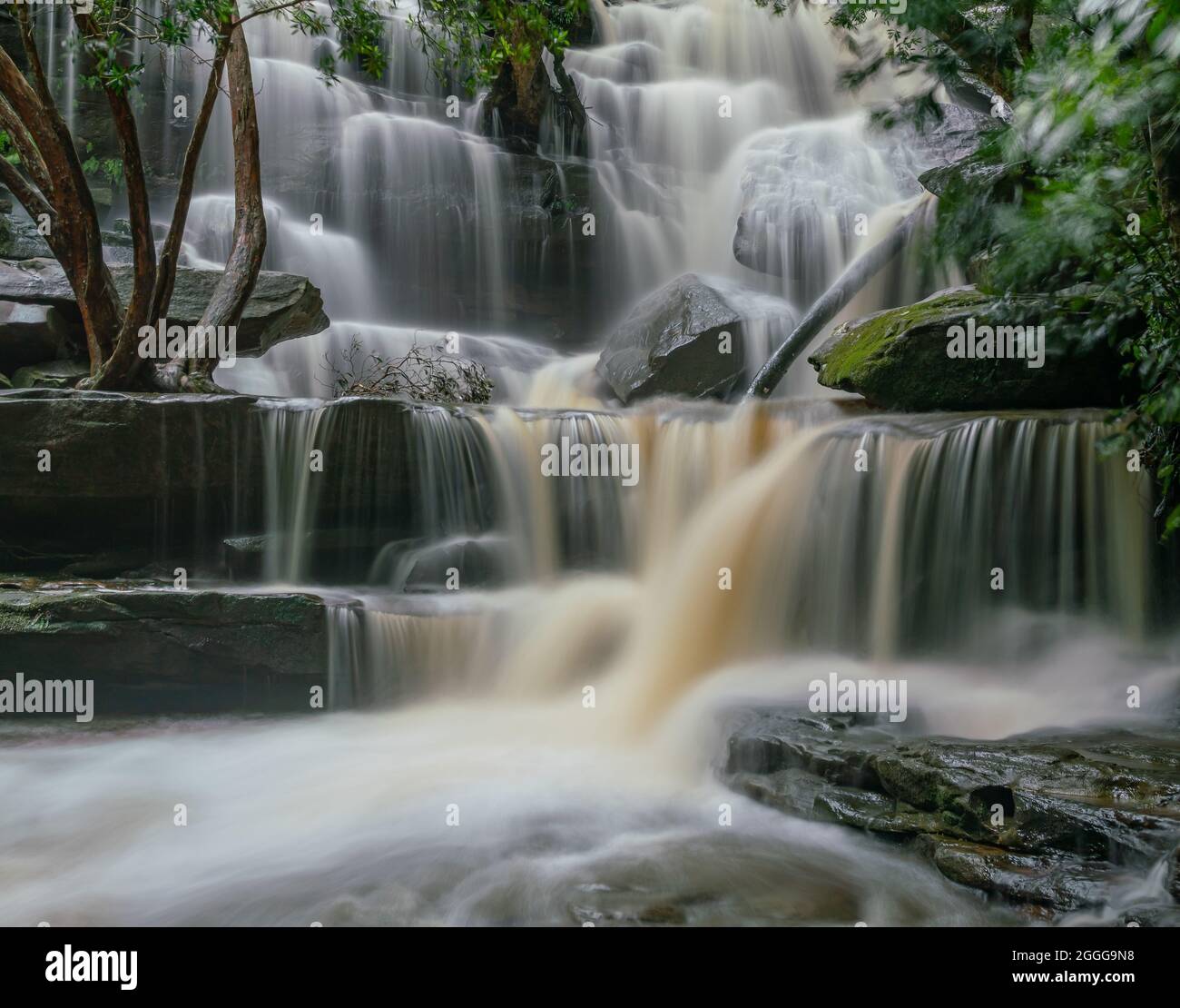 close up of lower somersby falls with high springtime flow Stock Photo