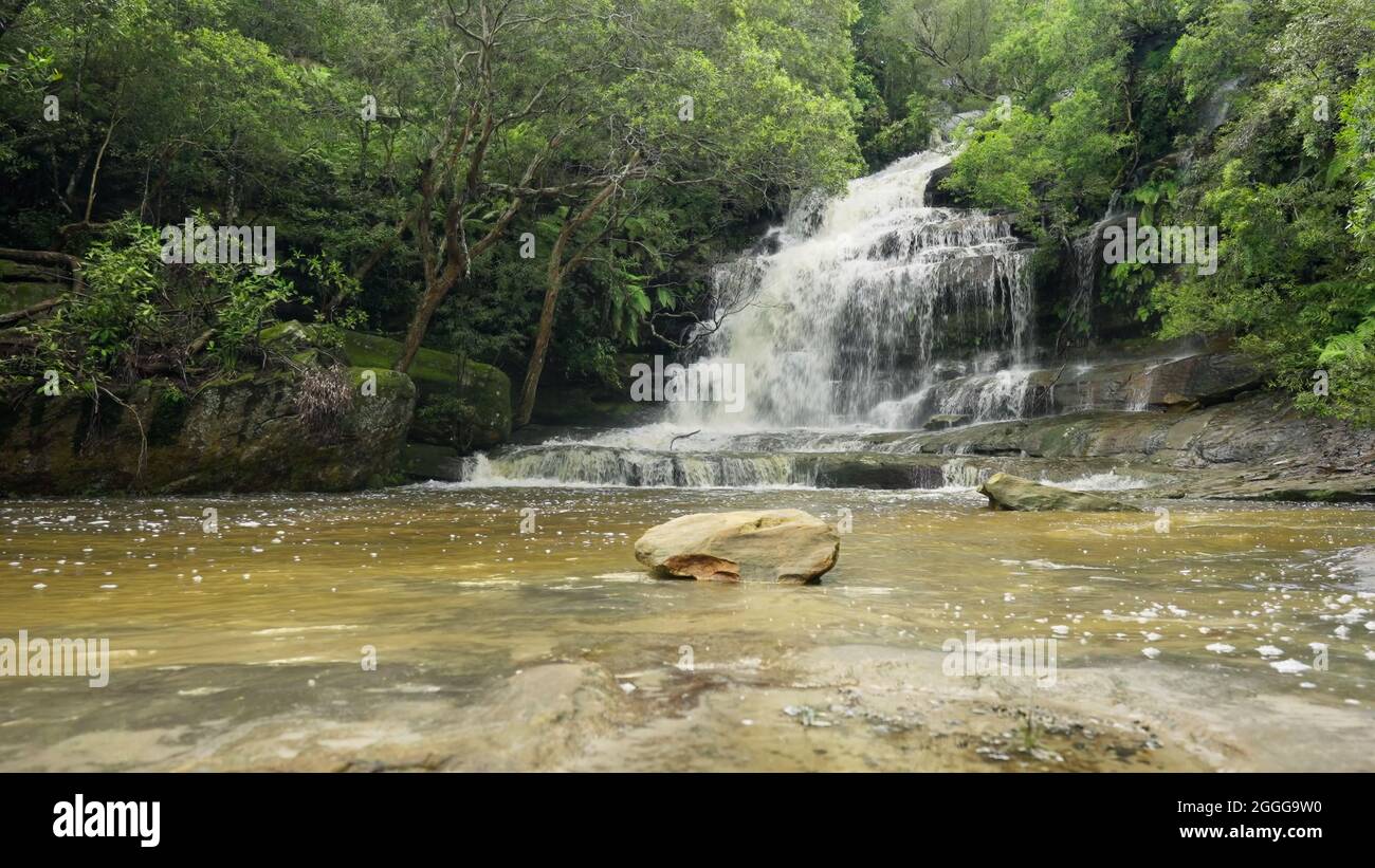 somersby falls near gosford with high spring flow Stock Photo