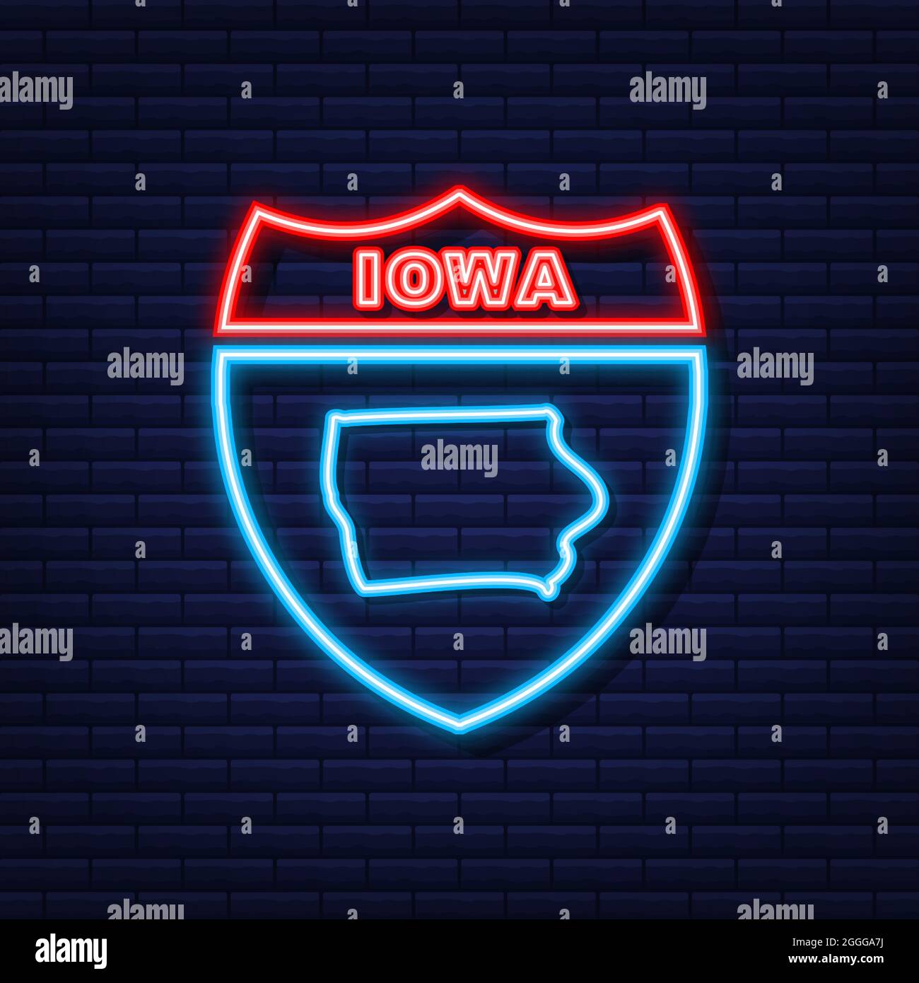 Iowa state map outline neon icon. Vector illustration Stock Vector Image & Art Alamy