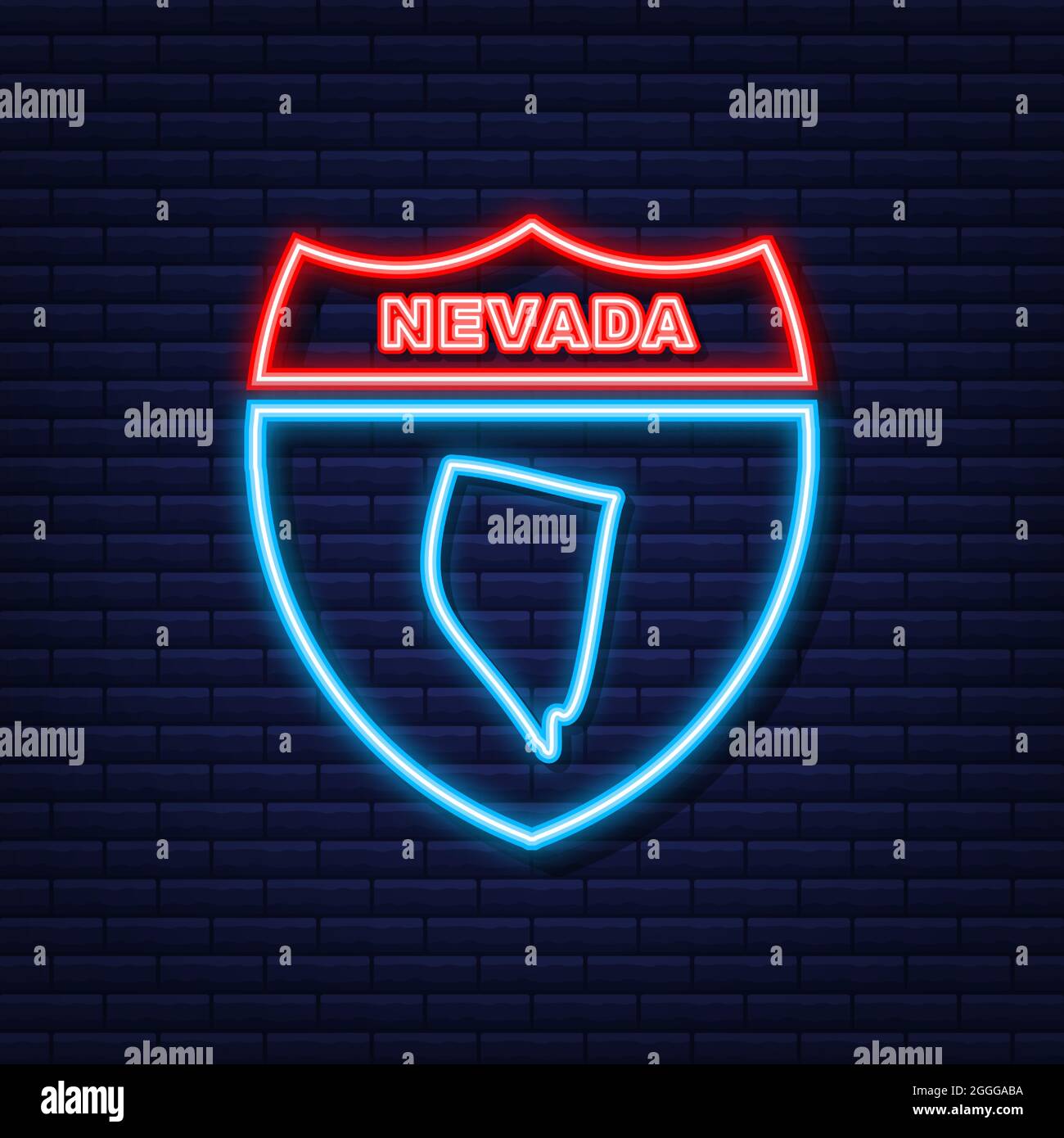 Nevada state map outline neon icon. Vector illustration Stock Vector