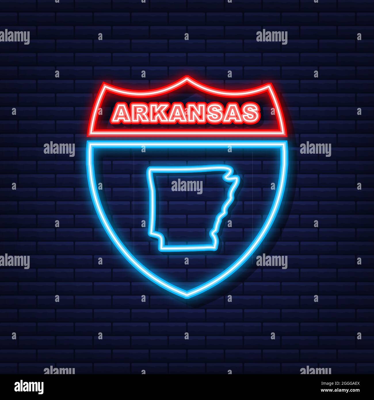 Arkansas state map neon icon. Vector illustration Stock Vector Image ...