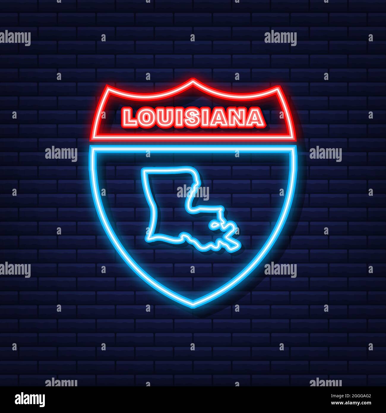 Louisiana state map outline neon icon. Vector illustration Stock Vector