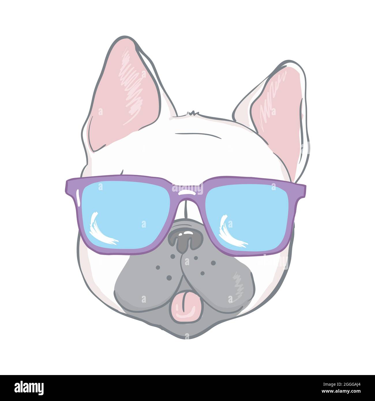 French bulldog with glasses. a dog with glasses on a white background.  illustration vector cartoon Stock Vector Image & Art - Alamy