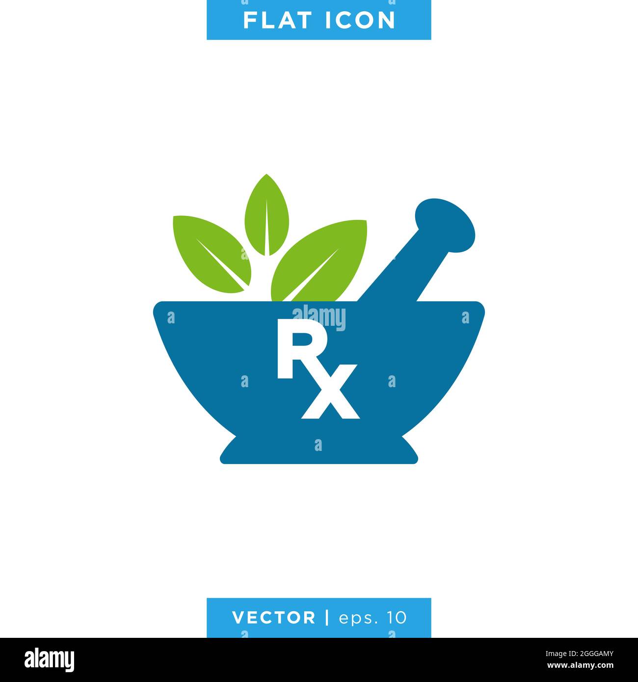 Mortar and Pestle with RX Symbol Icon Vector Logo Design Template Stock