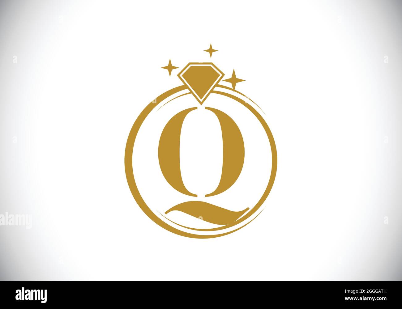 Initial Q monogram letter alphabet in a circle with Diamond. Diamond Ring Logo. Jewelry logo design concept. Modern vector logo for business Stock Vector