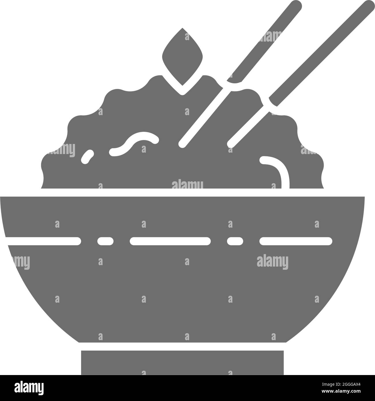 Bowl of cooked rice grey icon. Isolated on white background Stock Vector