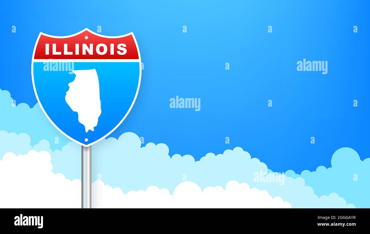 Illinois map on road sign. Welcome to State of Illinois. Vector ...