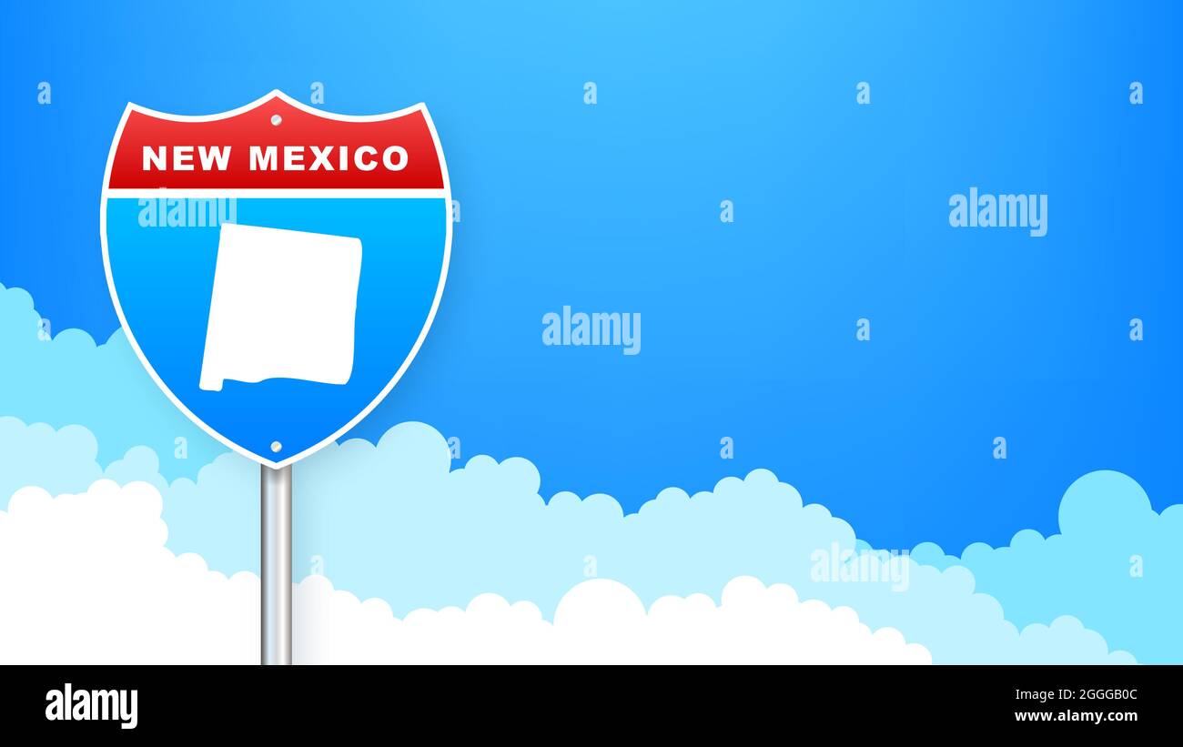 New Mexico map on road sign. to State of New Mexico. Vector