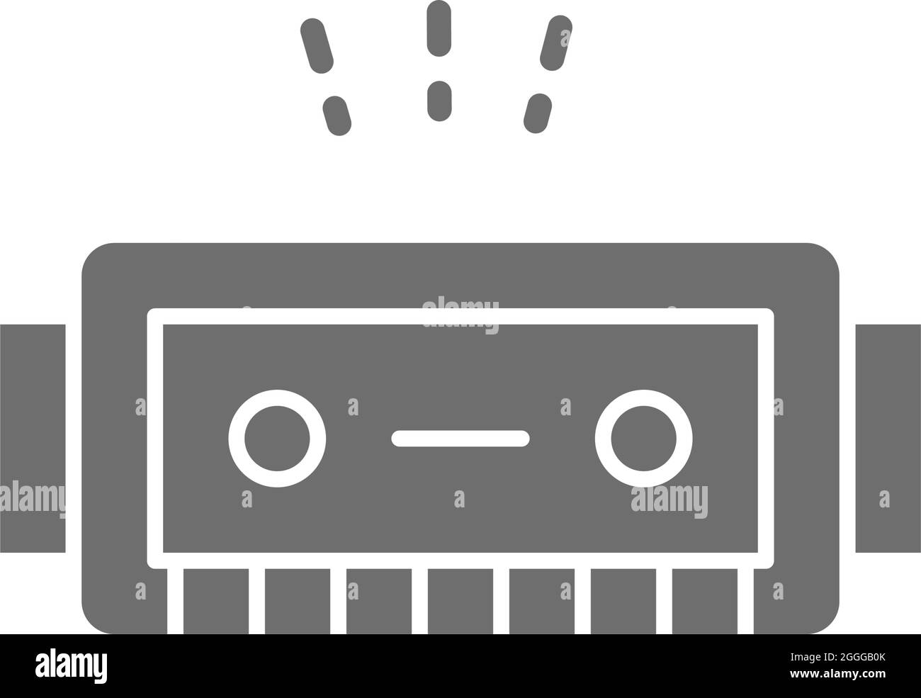 Harmonica, music instrument grey icon. Isolated on white background Stock Vector