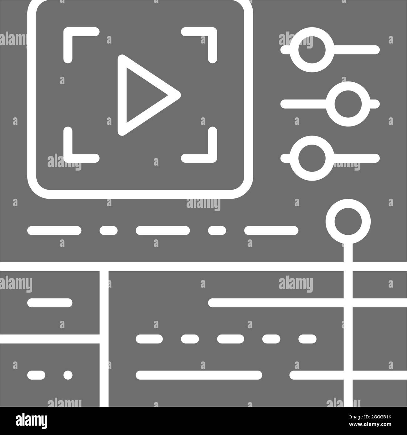 Video editing software, cinema production grey icon. Stock Vector