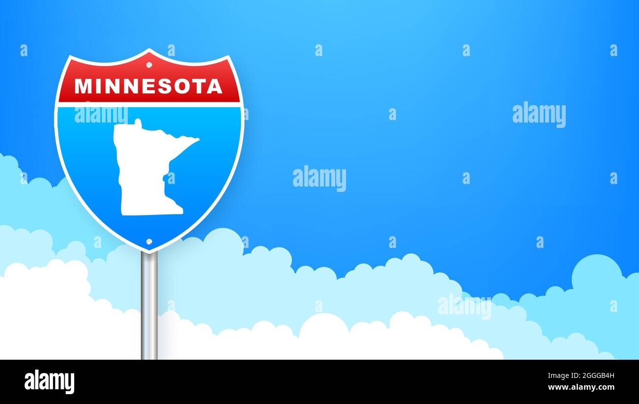 Minnesota map on road sign. to State of Minnesota. Vector