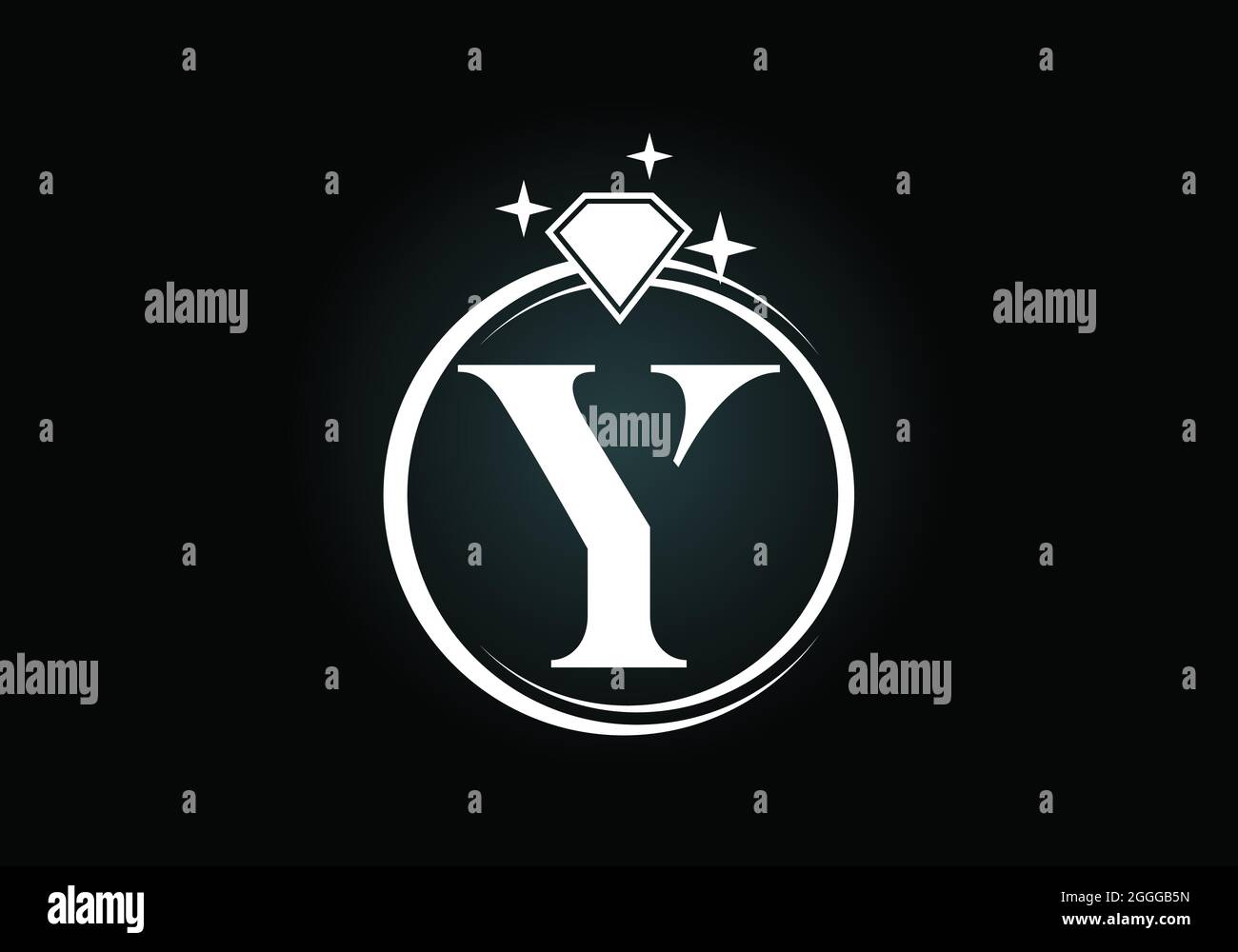 Initial Y monogram letter alphabet in a circle with Diamond. Diamond ...