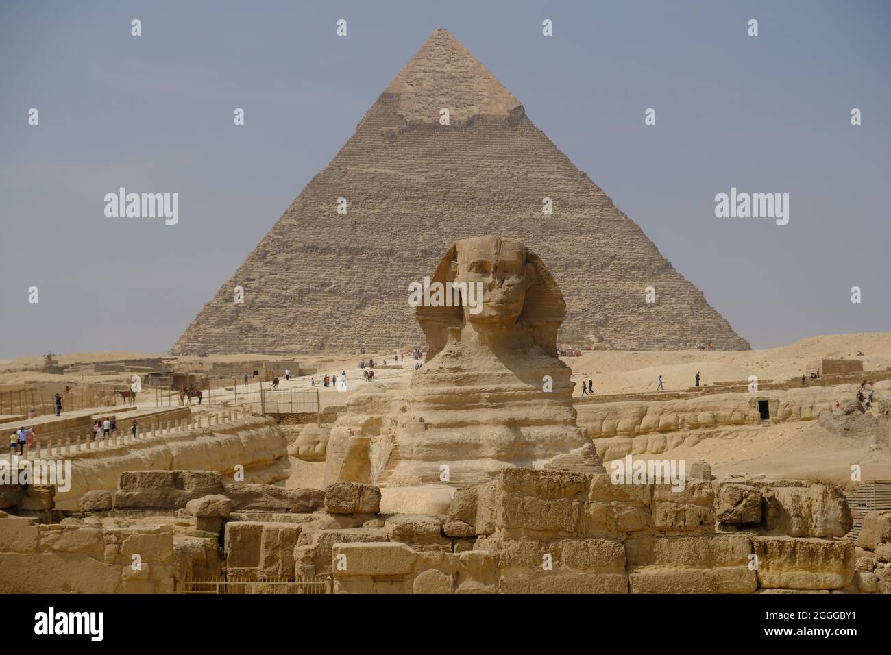 Egypt Cairo - The Pyramids Of Giza and Great Sphinx of Giza Stock Photo ...