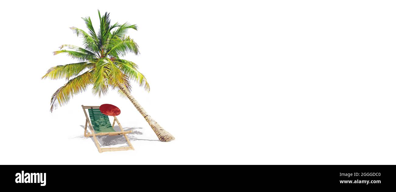 Wooden deck chairs on sandy beach near sea. Holiday background Stock ...