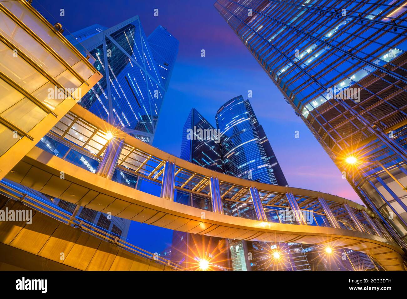 Modern office buildings in central Hong Kong at twilight Stock Photo ...