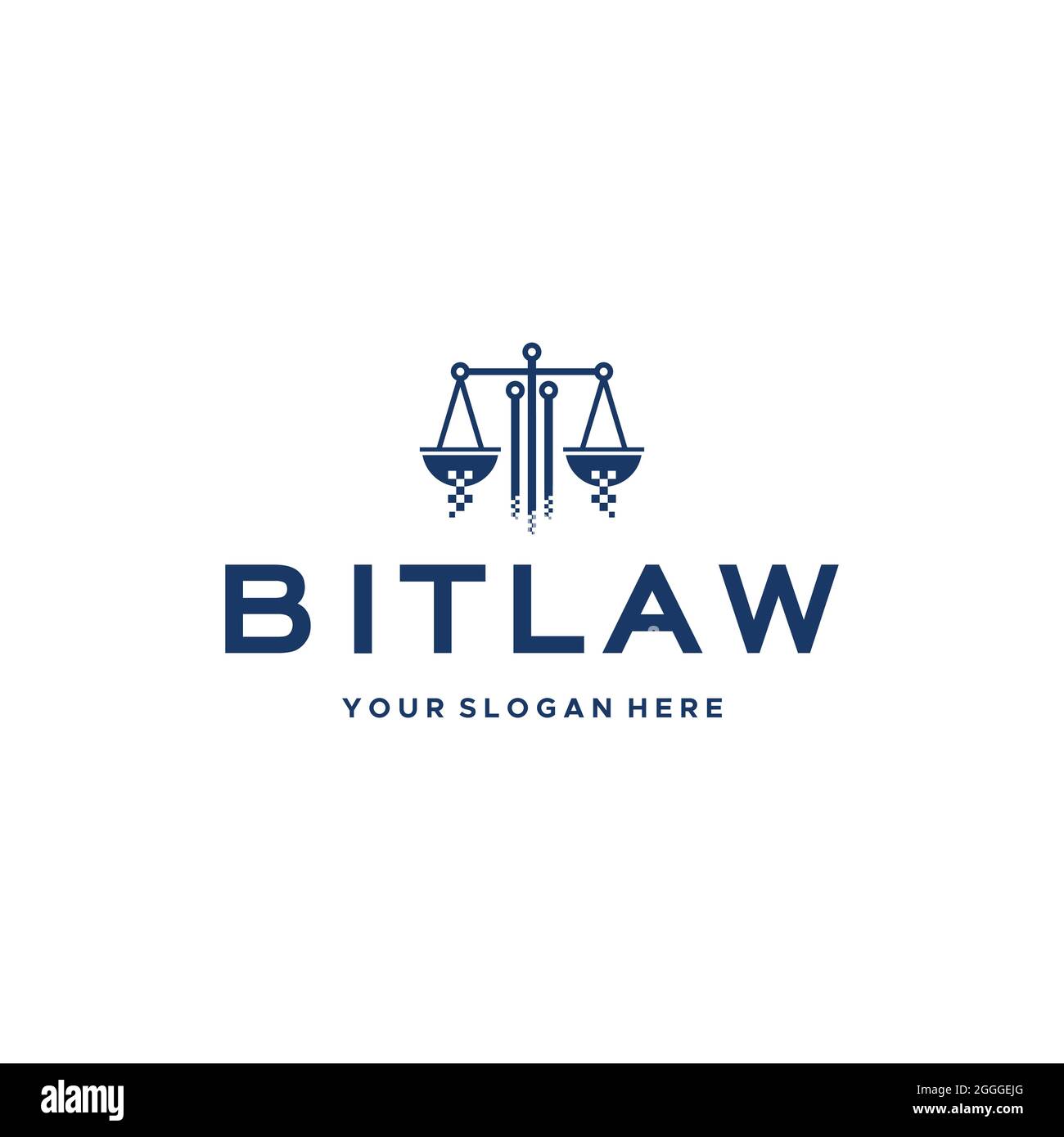 flat BITLAW technlogy icon line weigher logo design Stock Vector