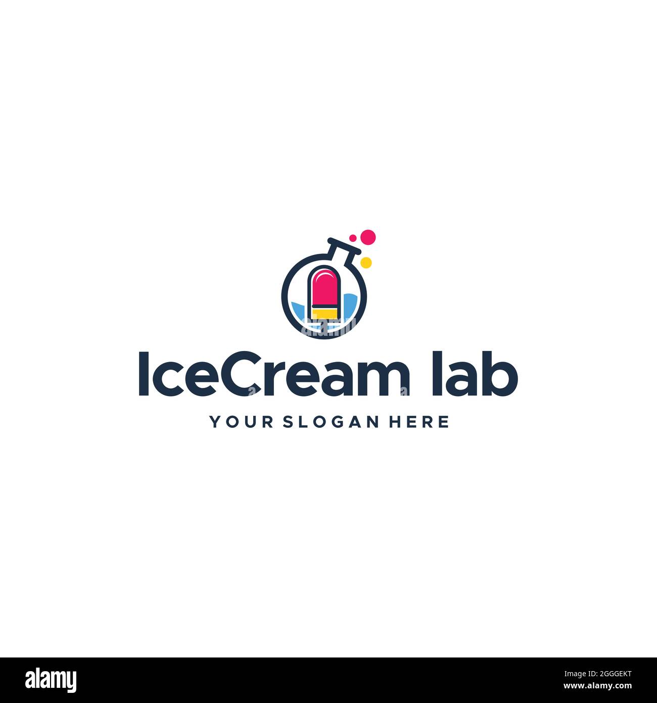 colorful Ice cream laboratory kids school logo design Stock Vector