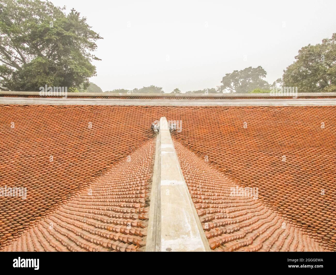 Ha Noi, Vietnam - January 20, 2016: the tiled roof of The Temple of Literature in Ha Noi, Vietnam Stock Photo