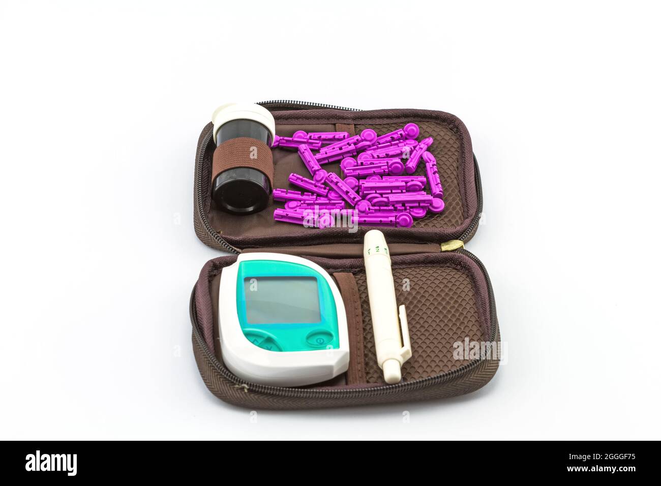 blood glucose meter, the blood sugar value is measured on a finger pack