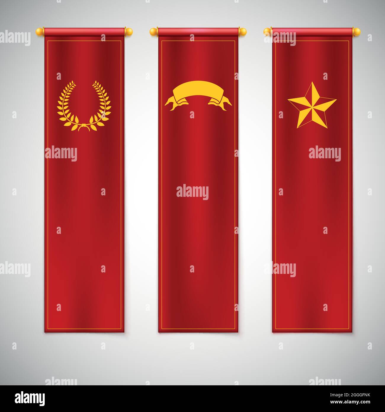 Vertical red flags with emblems Stock Vector Image & Art Alamy