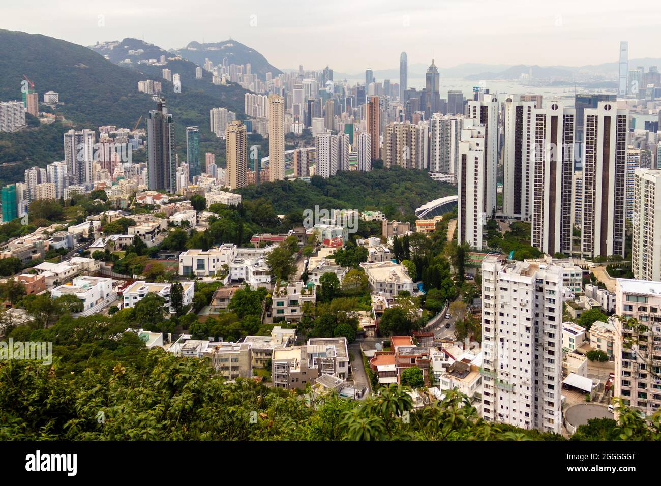 Hong Kong, China - Scenic view above famous Happy Valley Stock Photo