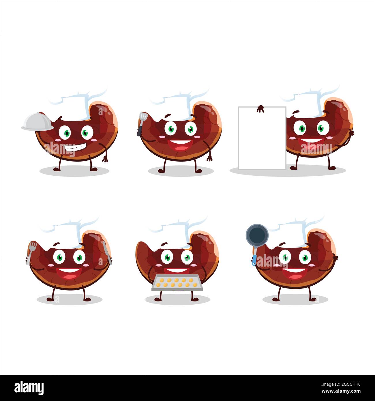 Cartoon Character Of Lingzhi Mushroom With Various Chef Emoticons Vector Illustration Stock 