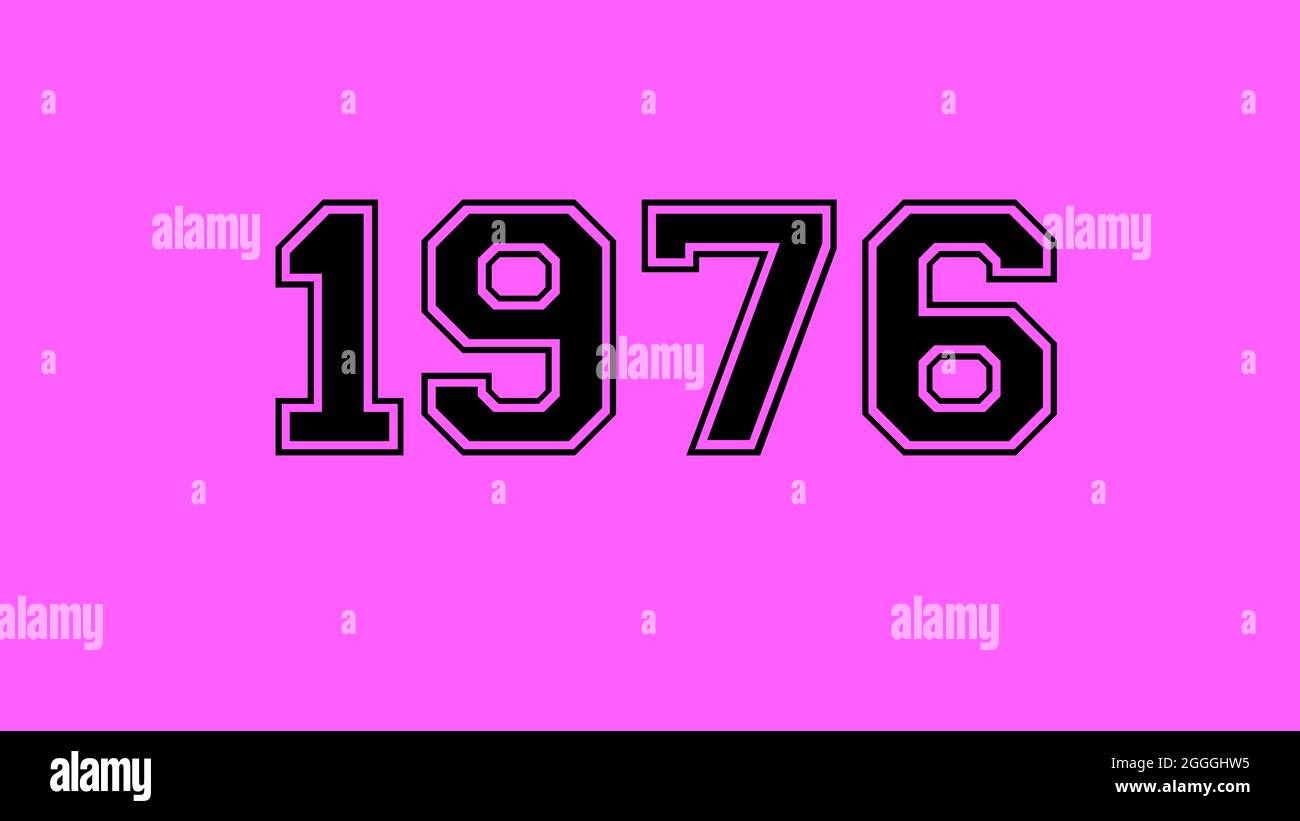 1976 number black lettering pink rose background Stock Photo