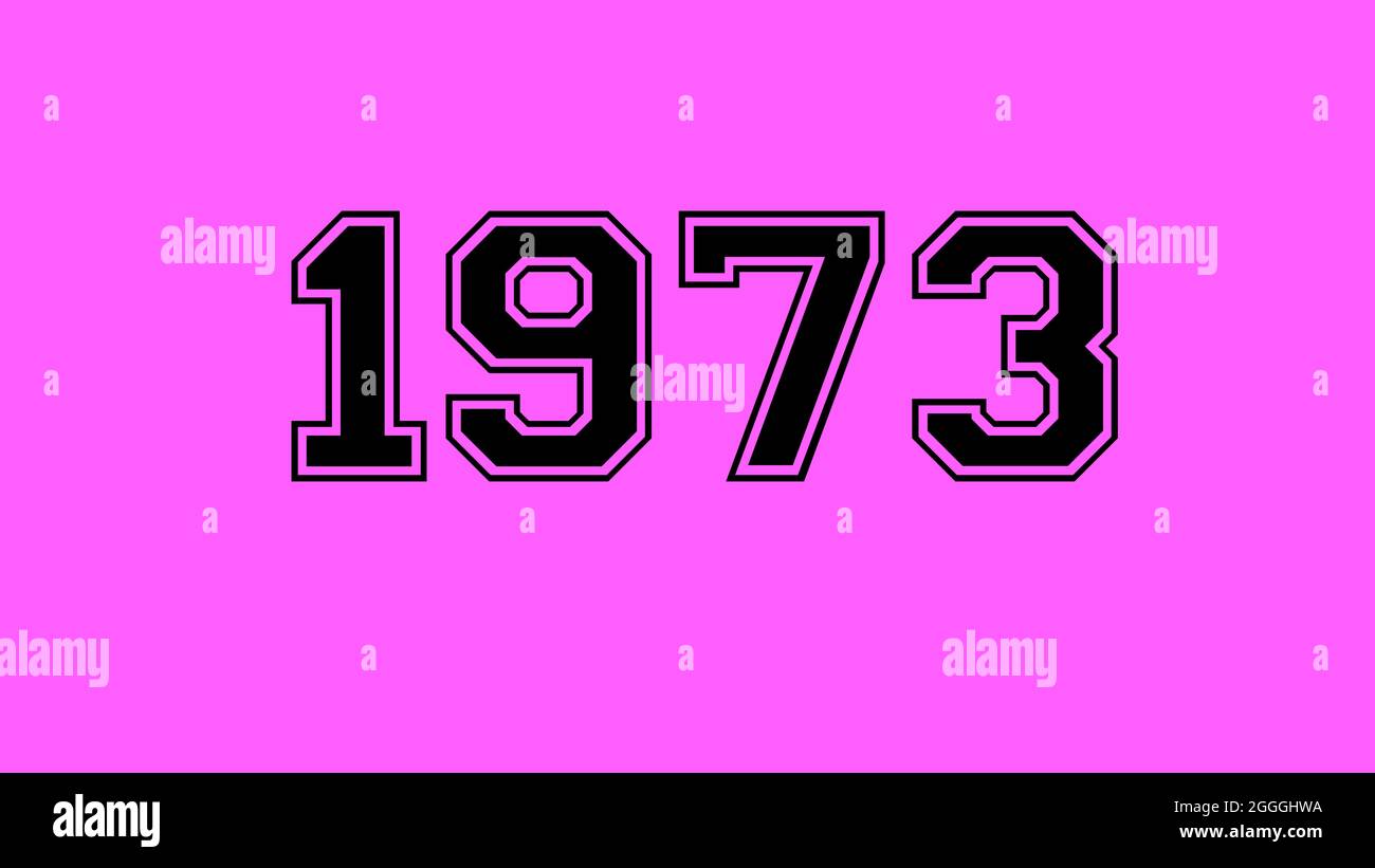1973 number black lettering pink rose background Stock Photo
