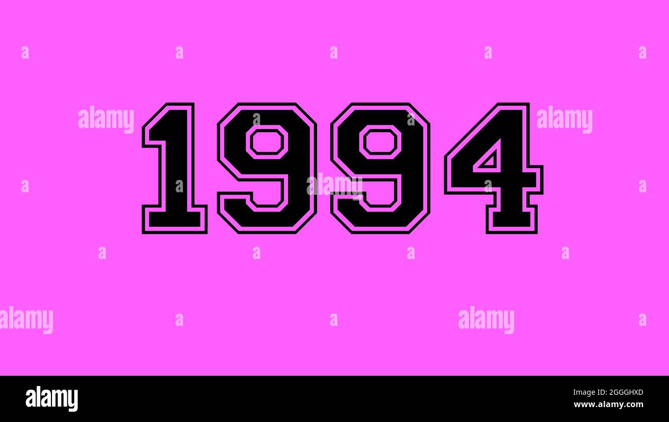 1994 number black lettering pink rose background Stock Photo - Alamy