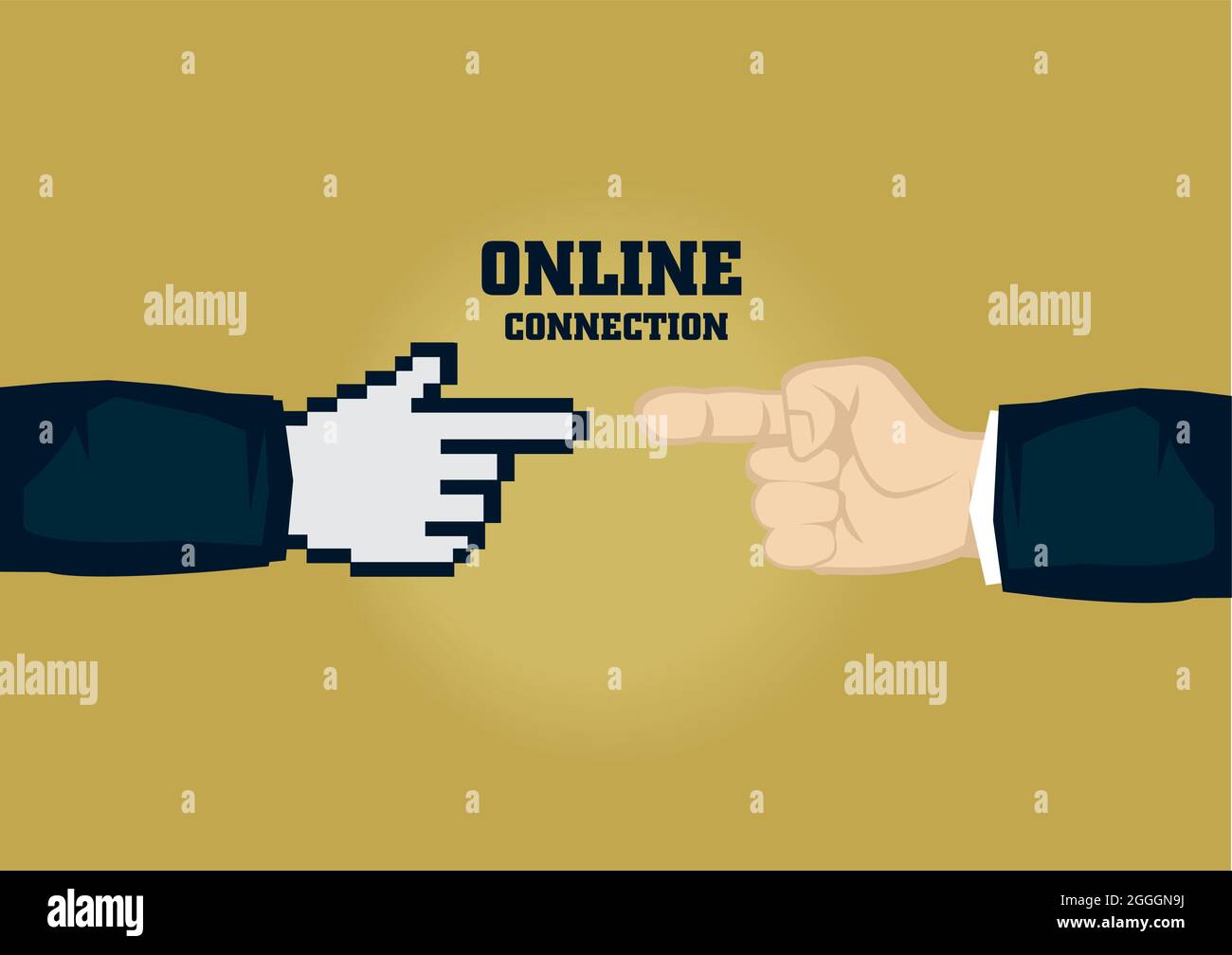 Human finger touching pixelated digital finger. Creative vector ...