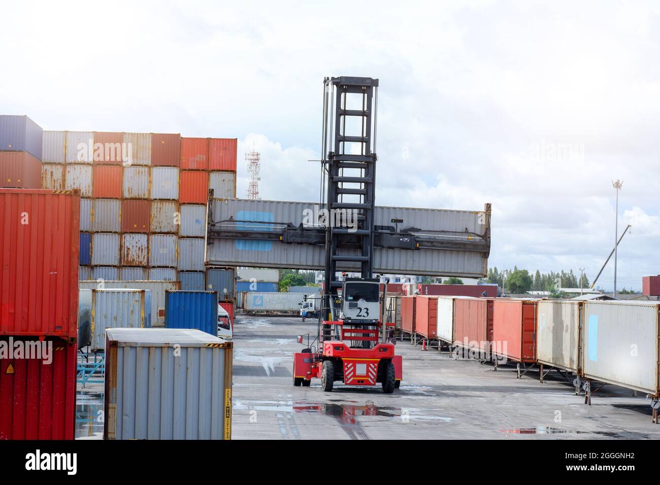 Container Lifting Tools in Container Yards Stock Photo Alamy