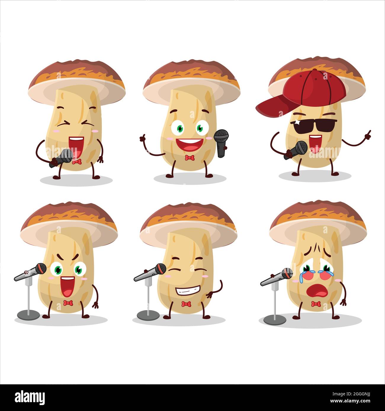 A Cute Cartoon design concept of new cep mushroom singing a famous song.  Vector illustration Stock Vector Image & Art - Alamy