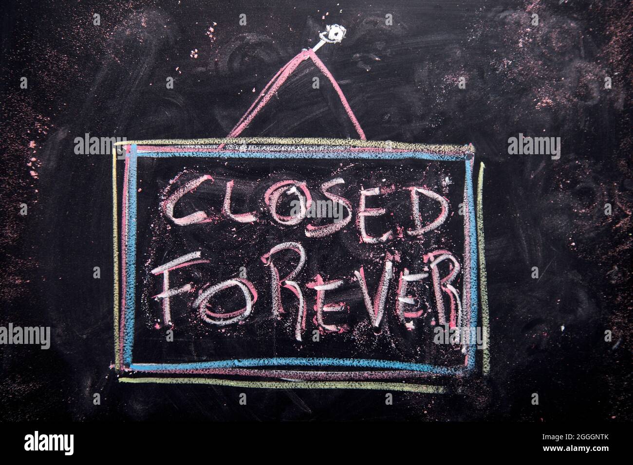 Sign indicating local What will be closed forever Stock Photo Alamy