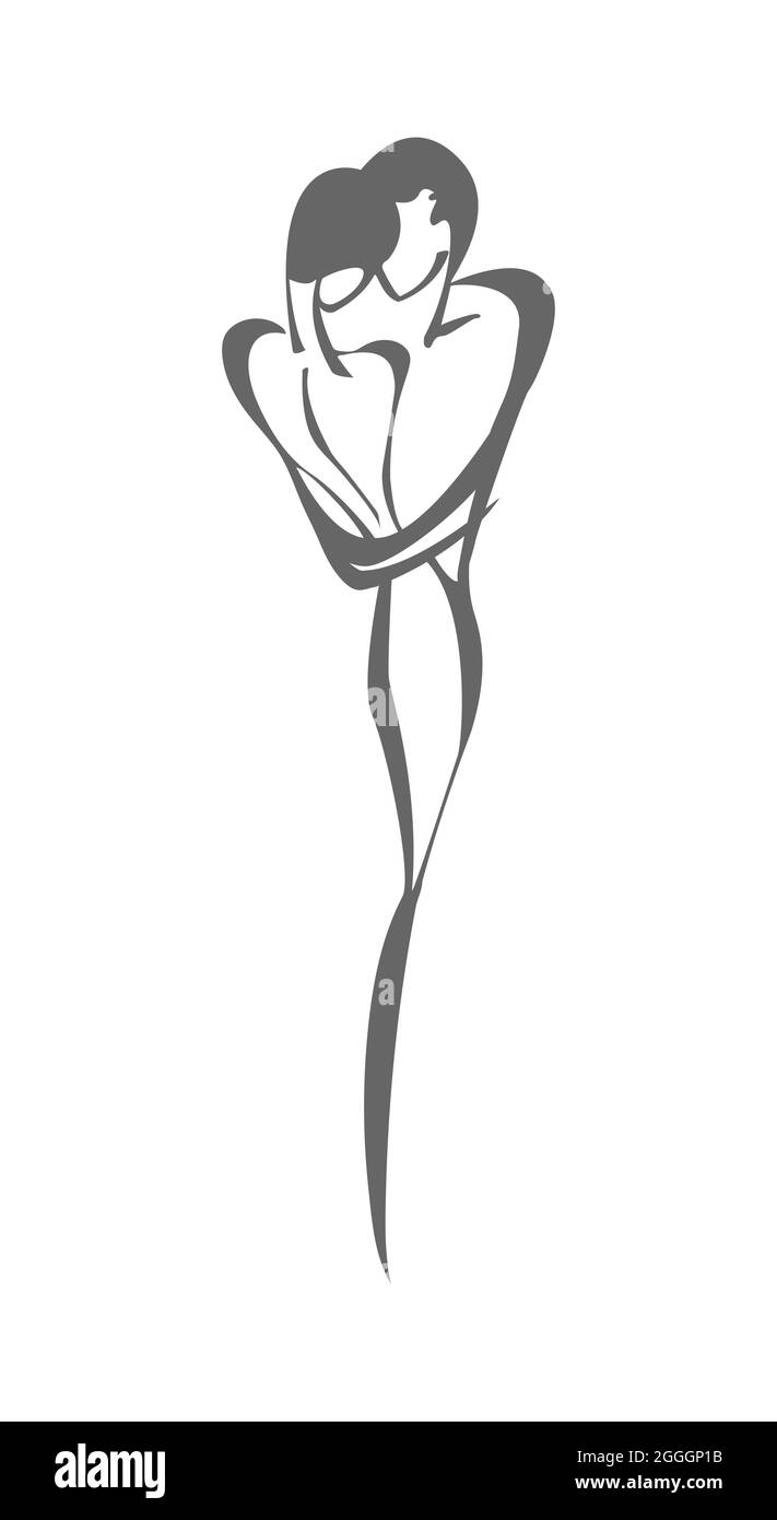 silhouette of a man and a woman. Abstract art for creative design of