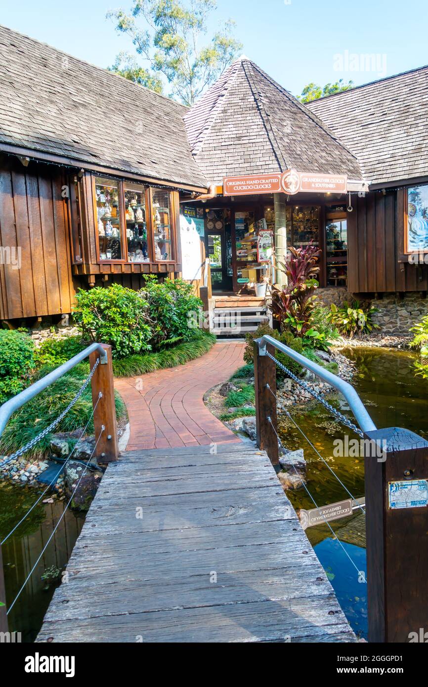 Bridge to the Clock Shop at Montville Queensland Australia Stock Photo