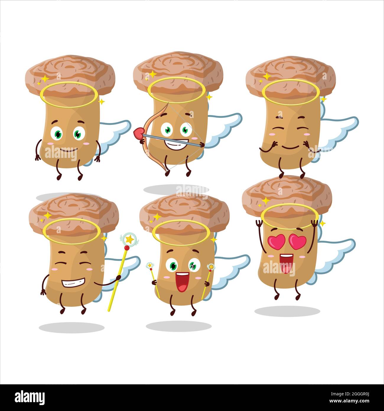 Woolly milkcap cartoon designs as a cute angel character. Vector illustration Stock Vector