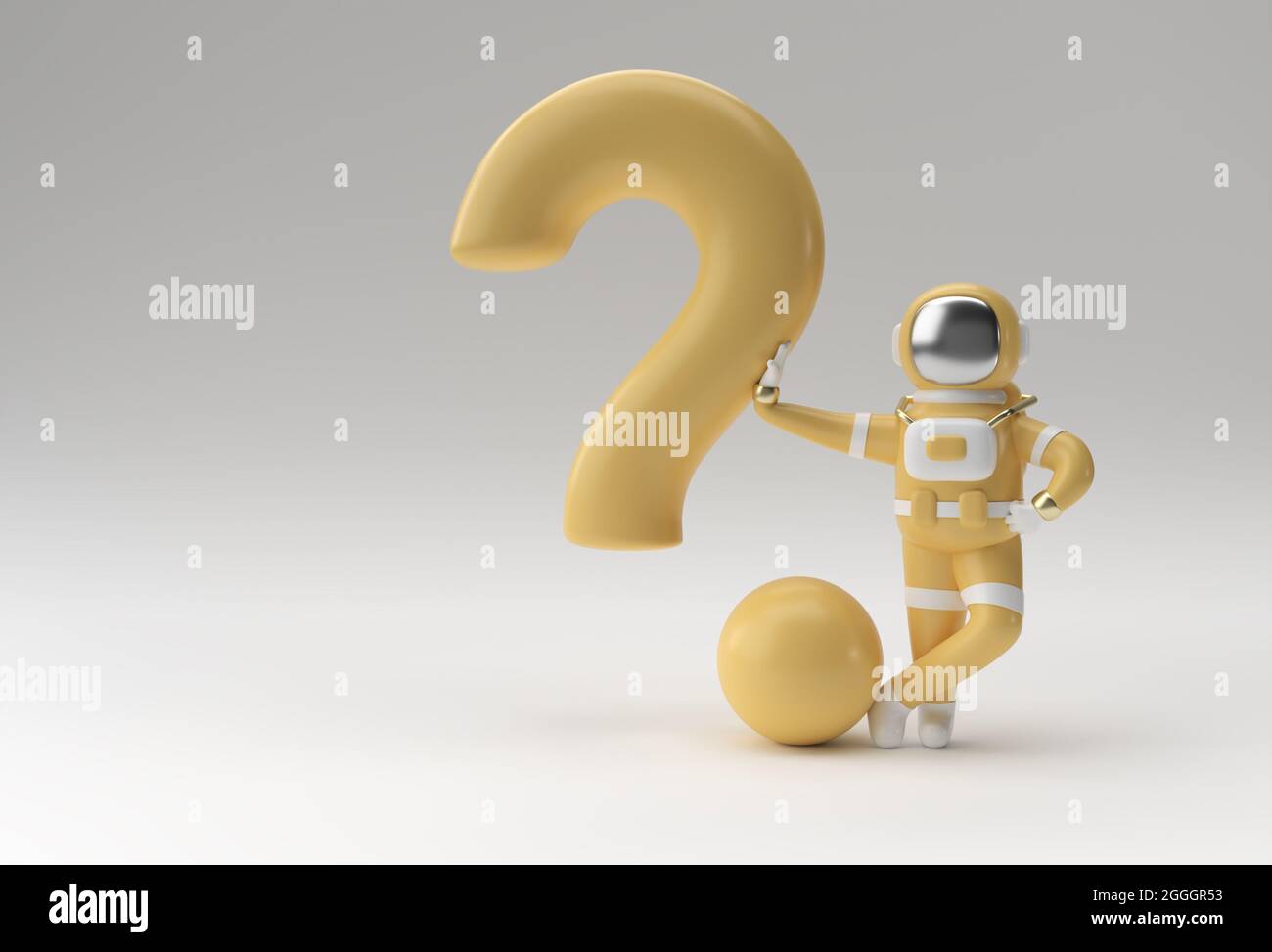 3d Render Astronaut Standing with Question Mark 3d illustration Design ...