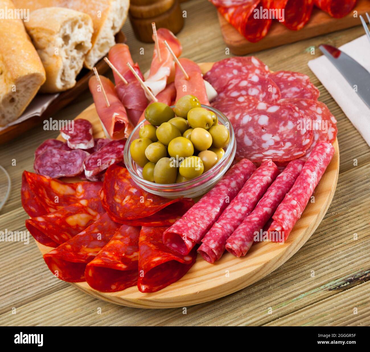 Assorted different types of spanish sausages Stock Photo Alamy