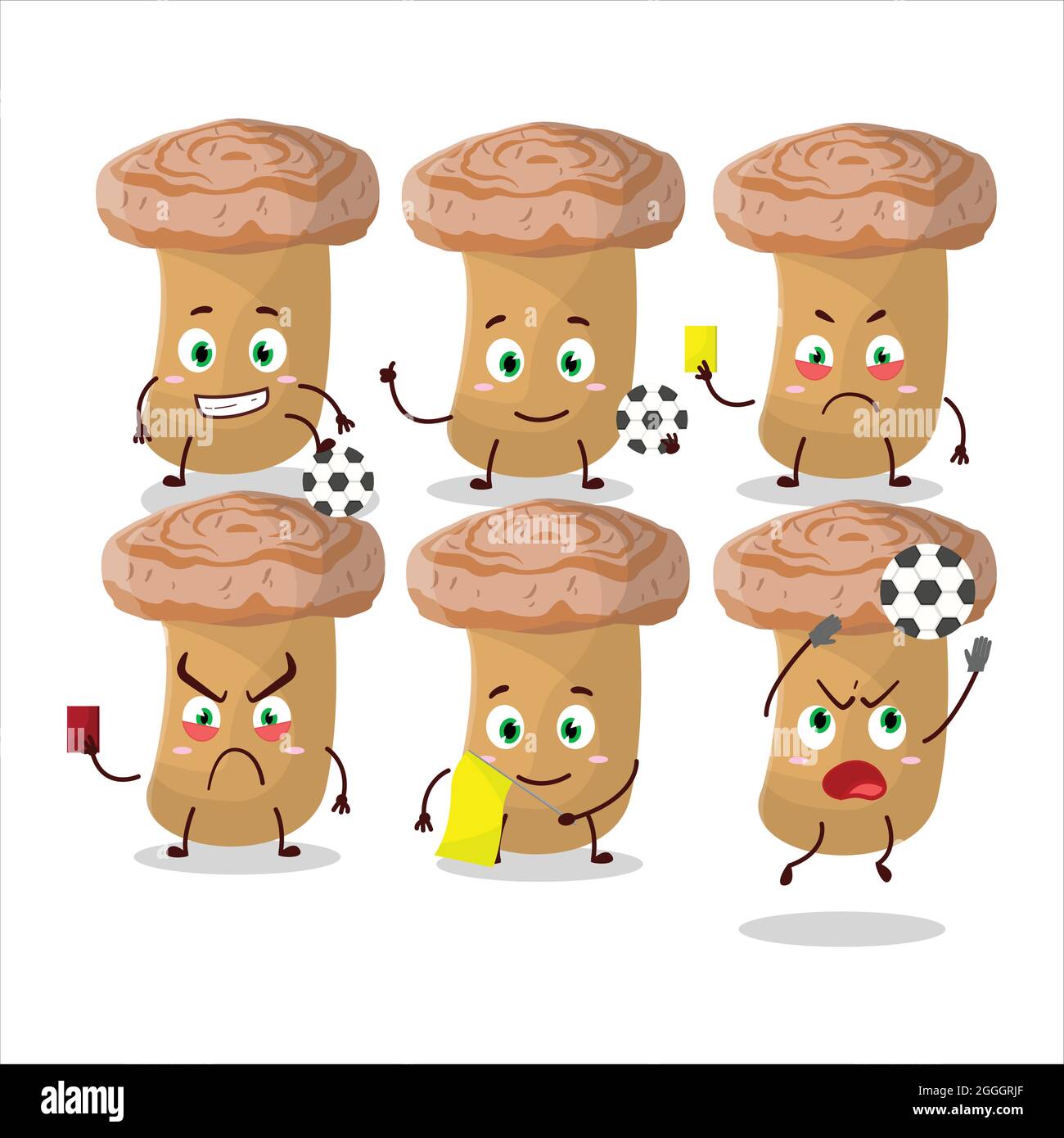 Woolly milkcap cartoon character working as a Football referee. Vector illustration Stock Vector