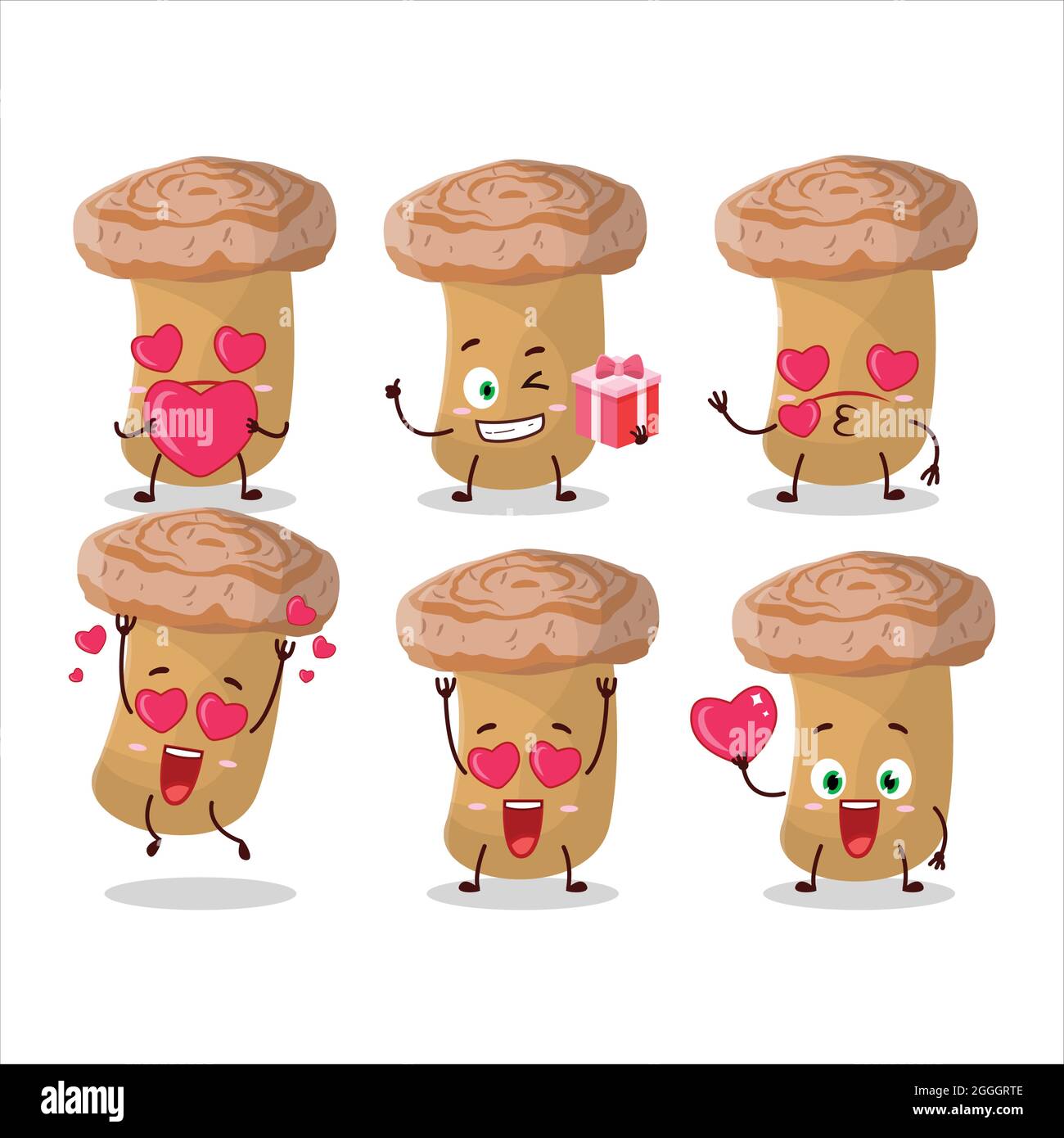Woolly milkcap cartoon character with love cute emoticon. Vector illustration Stock Vector