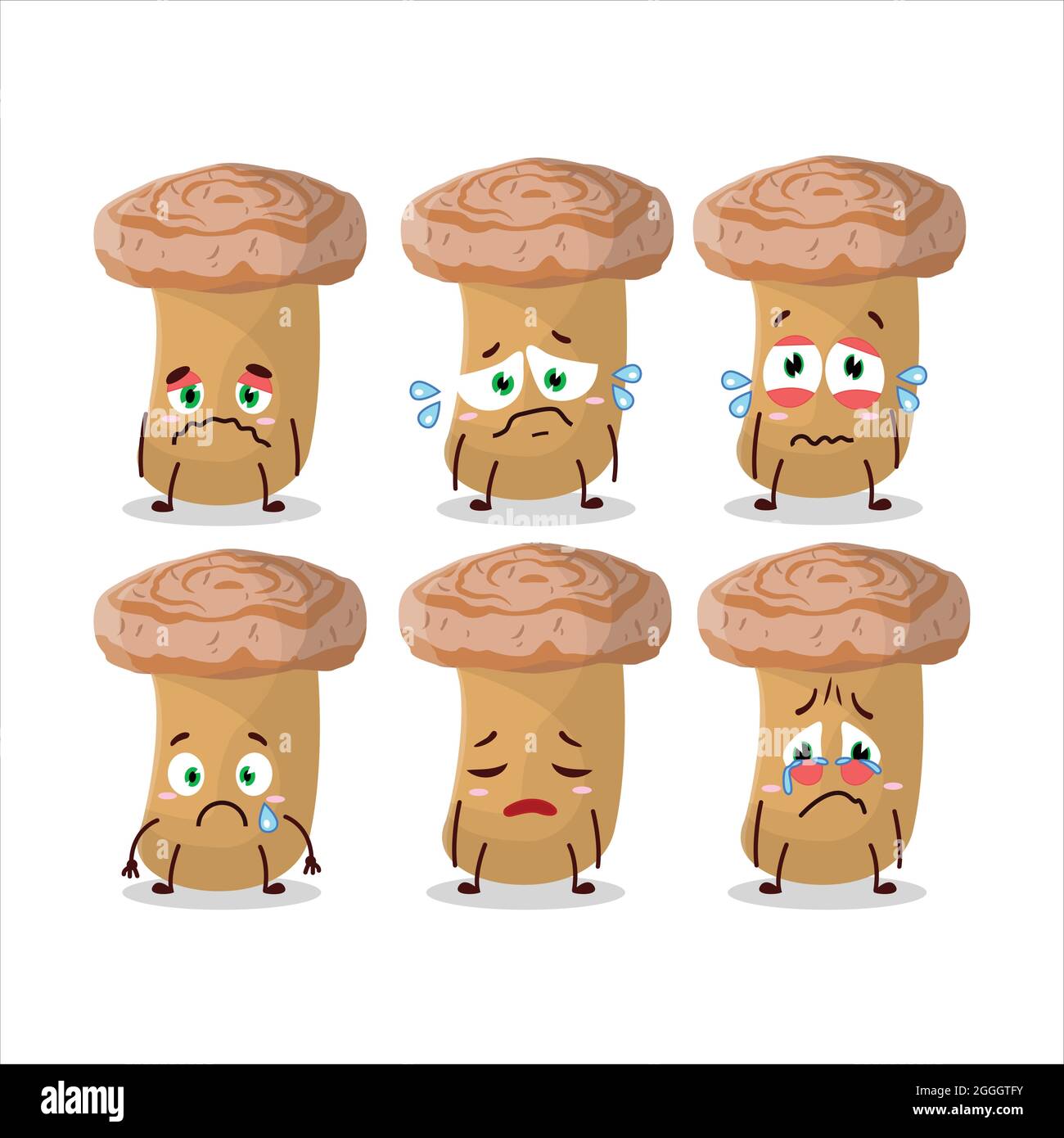 Woolly milkcap cartoon character with sad expression. Vector illustration Stock Vector
