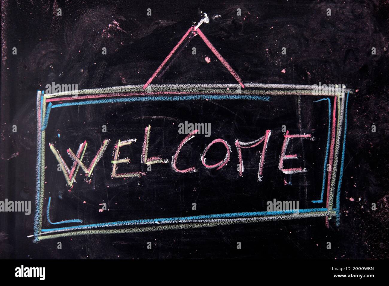 Graphical representation of the writing, welcome, written with chalk on ...