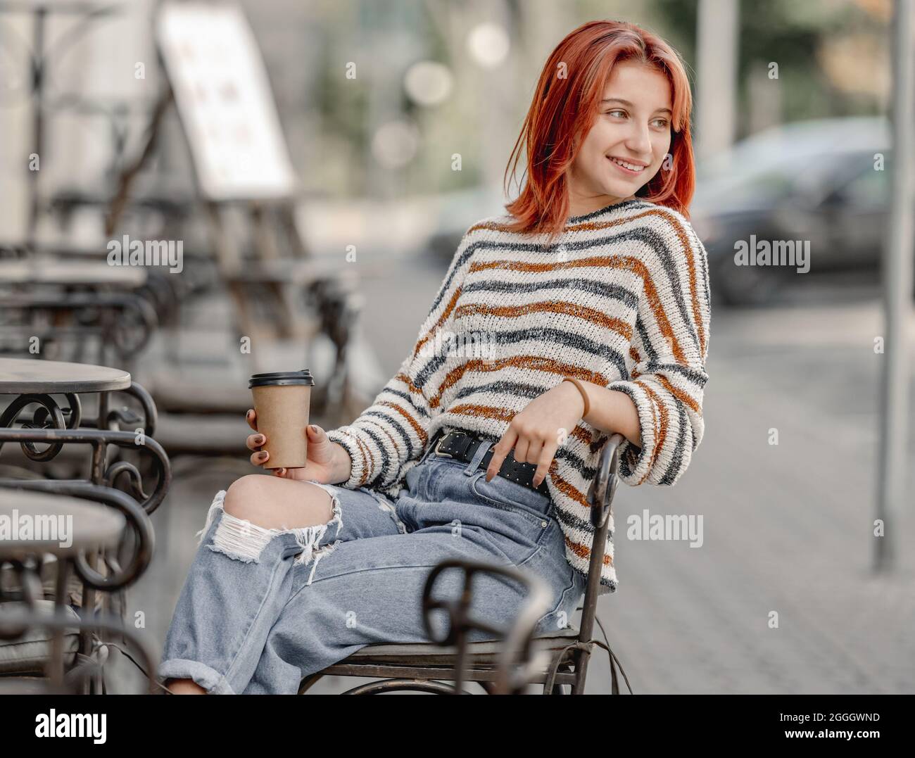 Girl with coffee cup Stock Photo