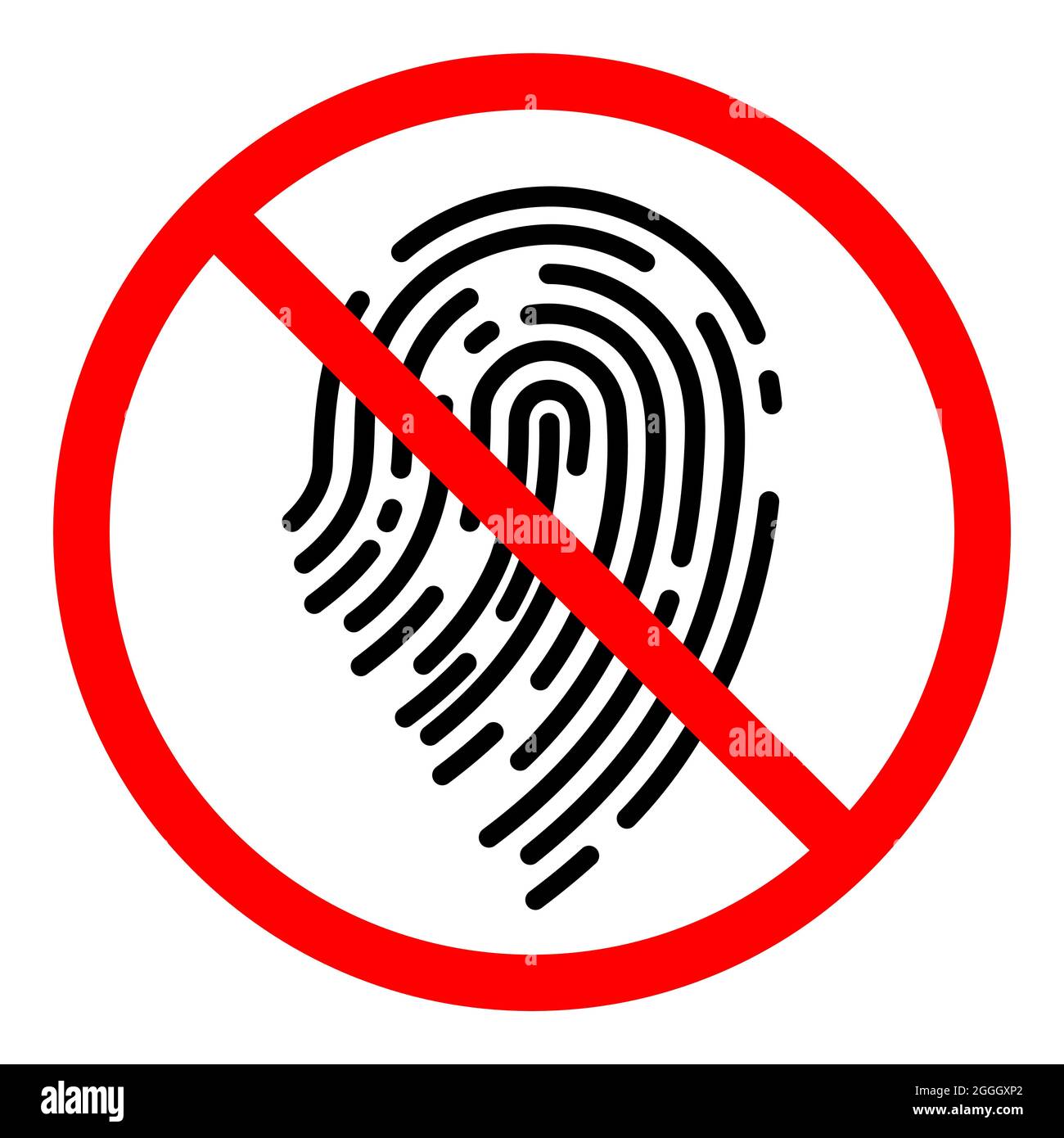 Fingerprint ban icon. Ban on processing biometric data. No fingerprint sign. Fingerprint is prohibited. Stop or ban red round vector sign Stock Vector Image & Art - Alamy