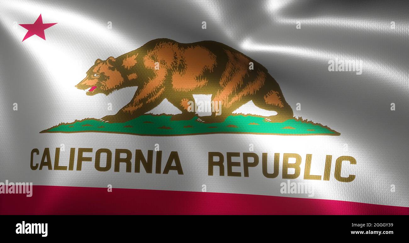 California Flag, United States of America, waving folds, close up view ...