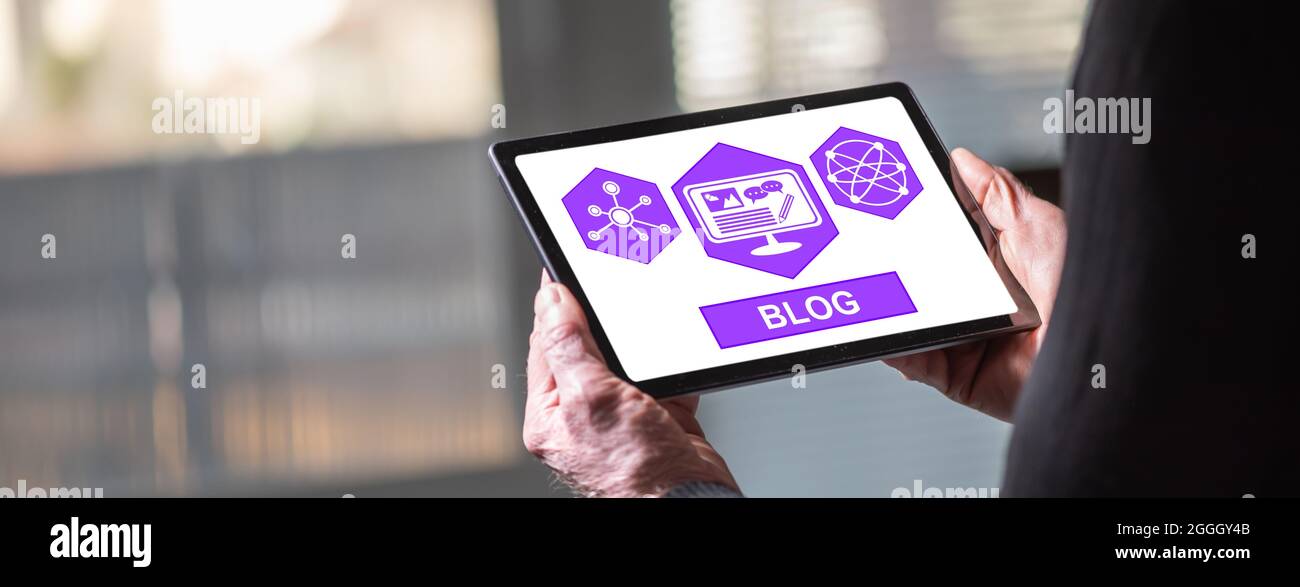 Laptop screen displaying blog hi-res stock photography and images - Alamy