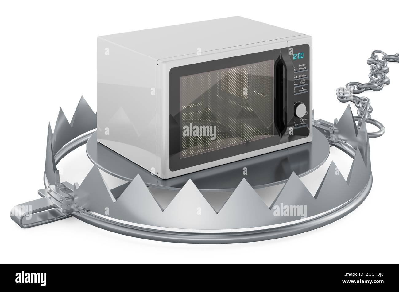 Bear trap with microwave, 3D rendering isolated on white background ...
