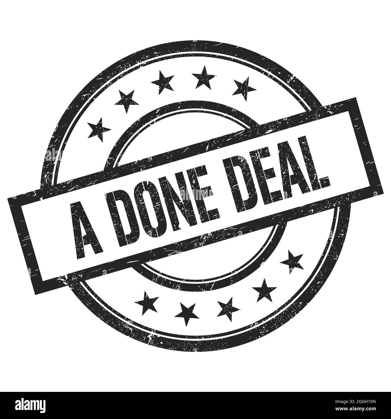 A DONE DEAL text written on black round vintage rubber stamp. Stock Photo
