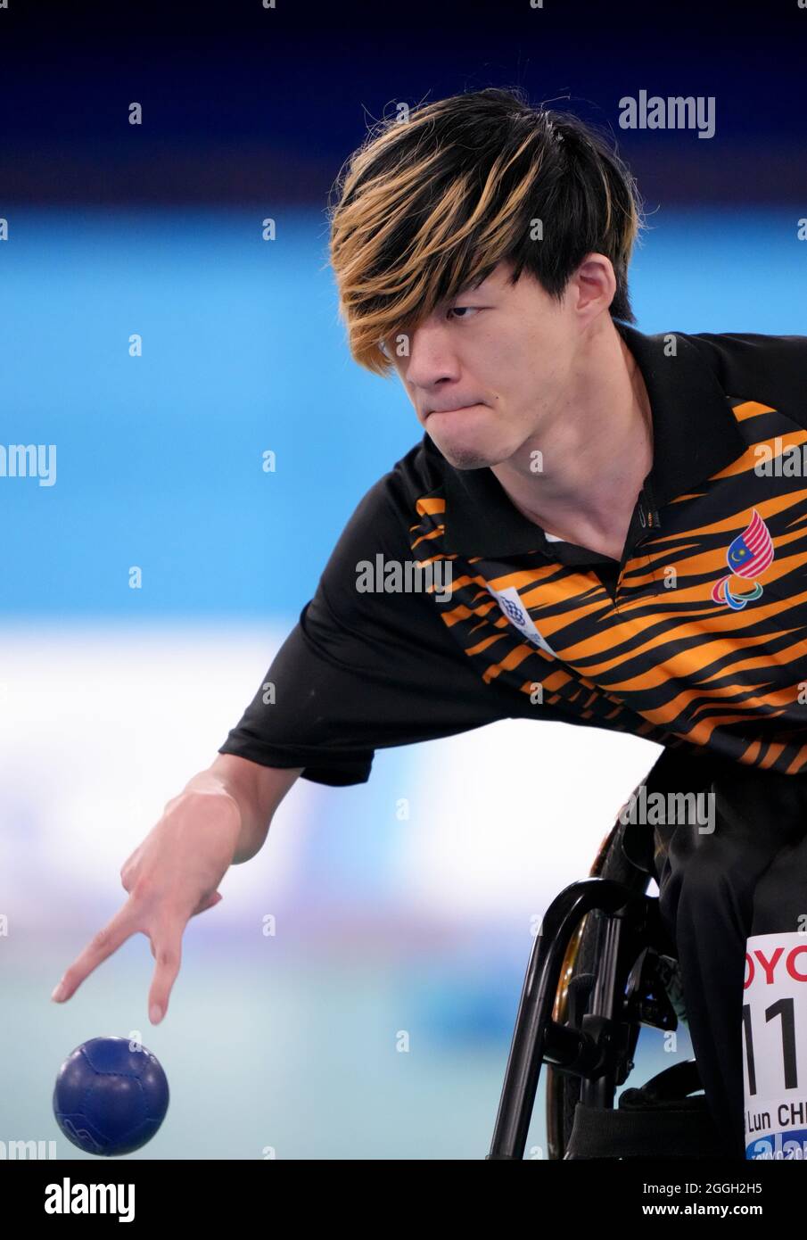 Malaysia's Chew Wei Lun competes in the Individual - BC1 Gold Medal Match against Great Britain's David Smith at the Ariake Gym during day eight of the Tokyo 2020 Paralympic Games in Japan. Picture date: Wednesday September 1, 2021. Stock Photo