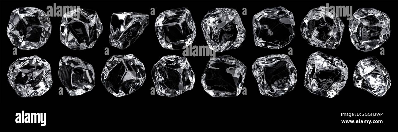 Ice cubes isolated on black background Stock Photo - Alamy